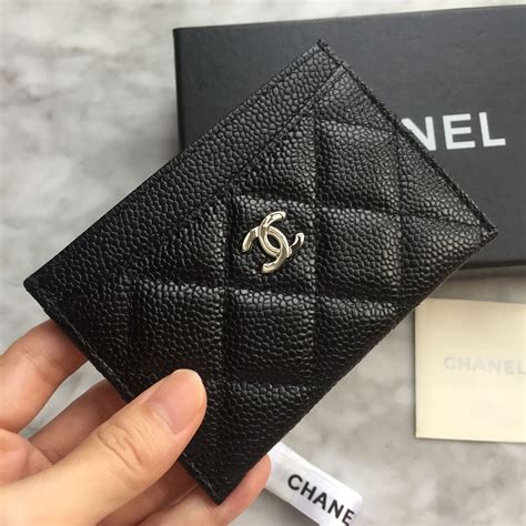 chanel black leather card holder|Chanel card holder hk price.